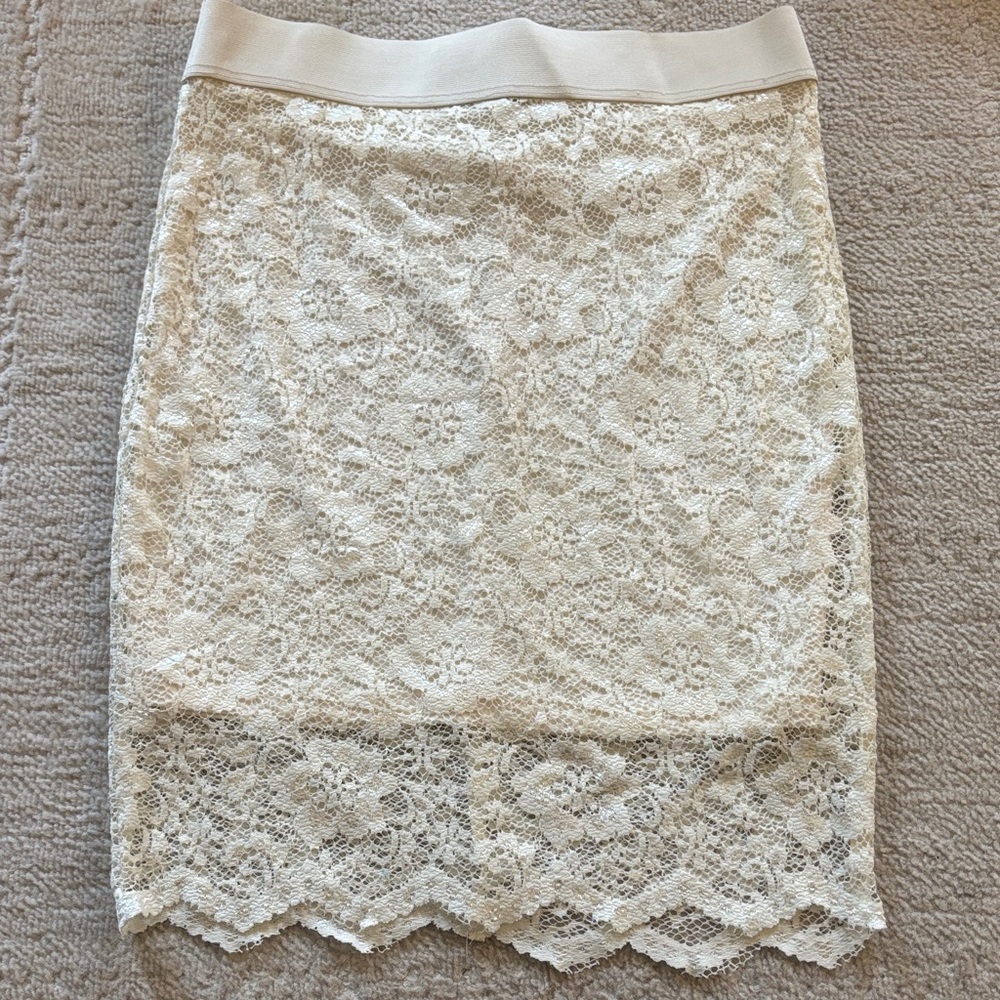 Maurices Cream Lace Pencil Skirt